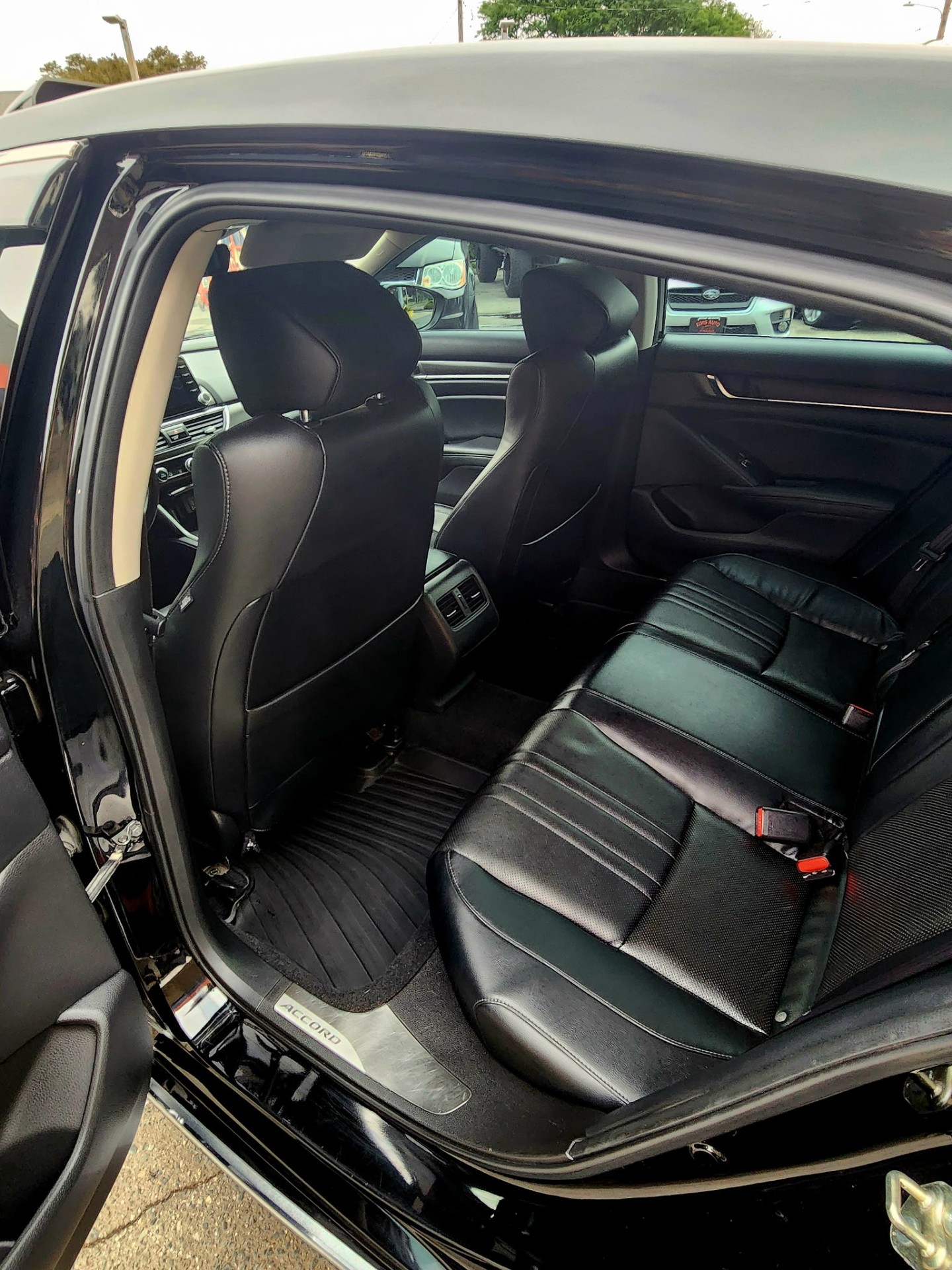 Black Honda Accord rear leather interior