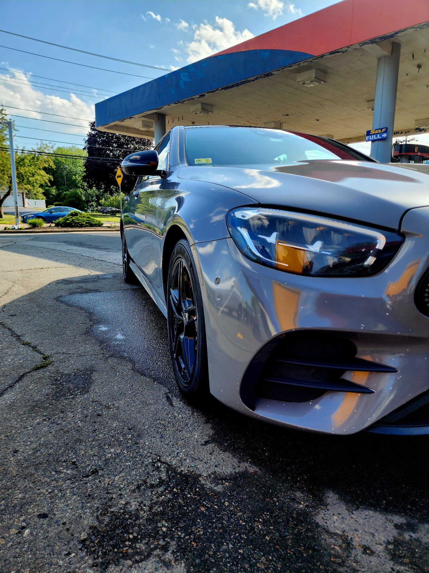 Silver Mercedes-Benz E-Class side profile