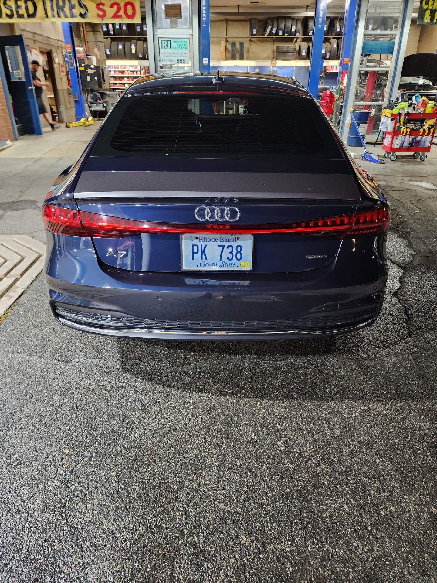 Blue Audi A7 rear after detail