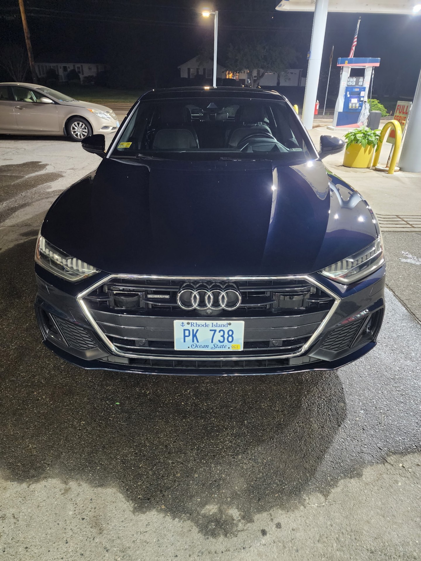Blue Audi A7 front after detail