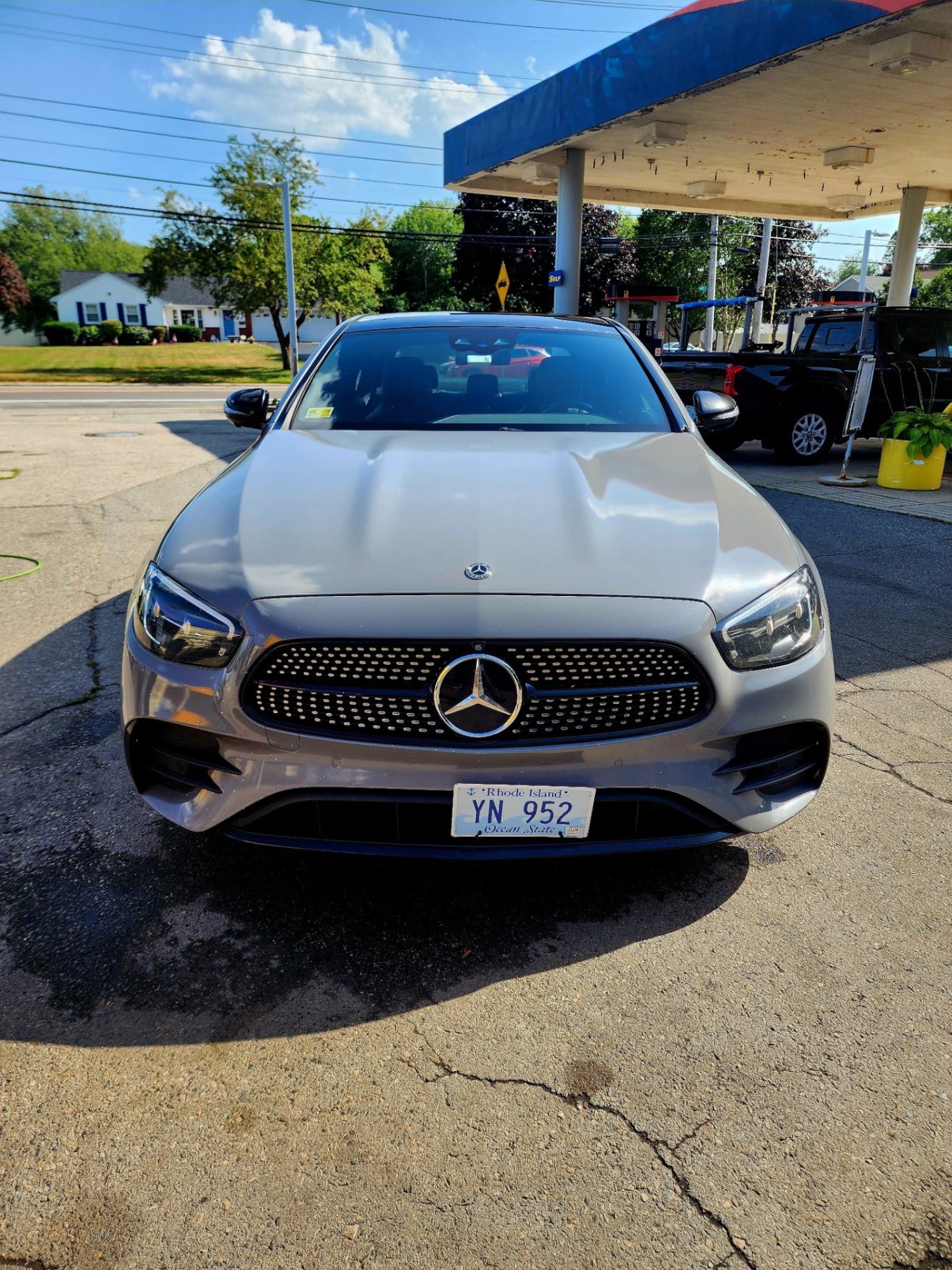 Silver Mercedes-Benz E-Class front after detail