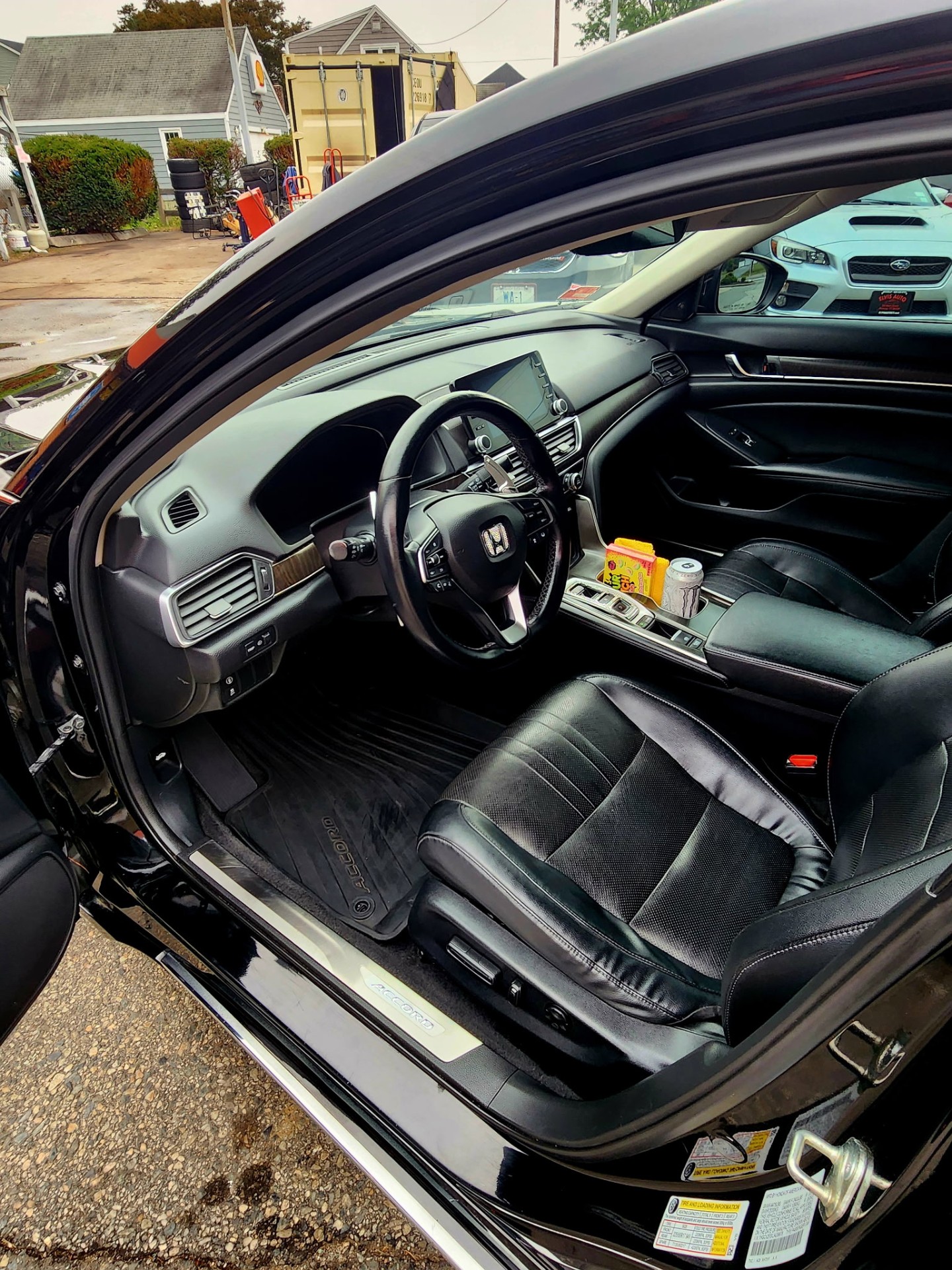 Black Honda Accord driver interior after detail
