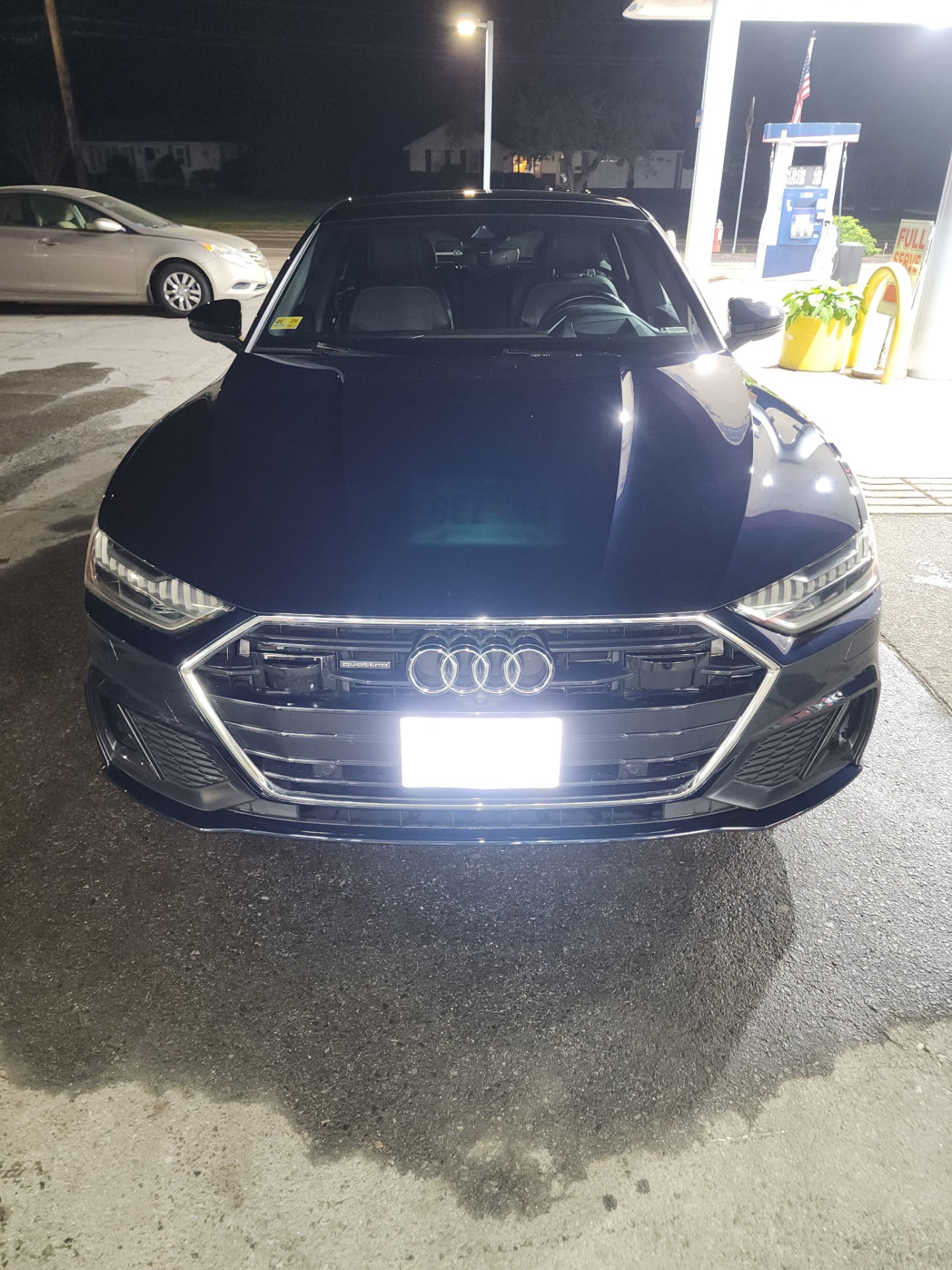 Blue Audi A7 hood shine