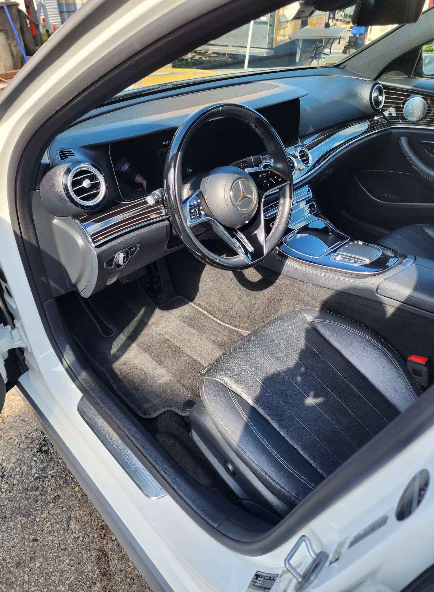 White Mercedes-Benz driver interior after detail